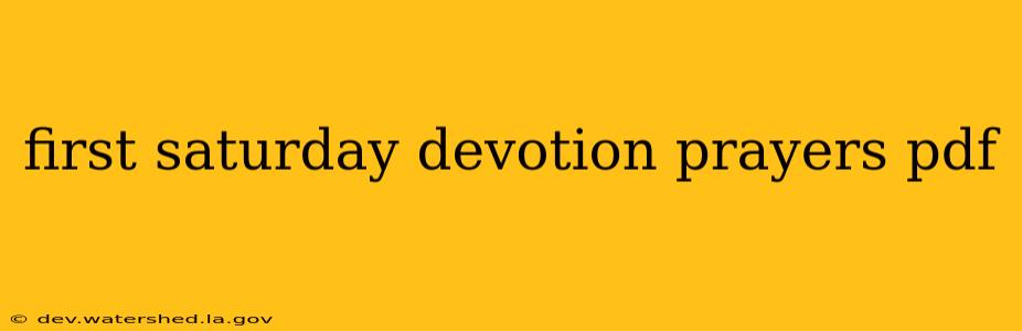 first saturday devotion prayers pdf