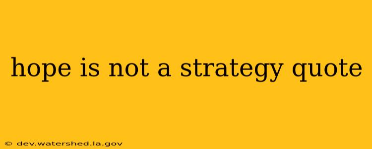 hope is not a strategy quote