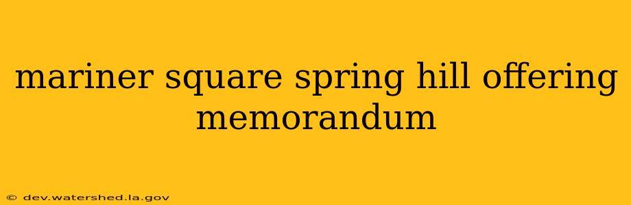 mariner square spring hill offering memorandum