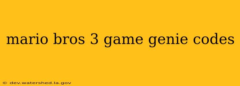 mario bros 3 game genie codes