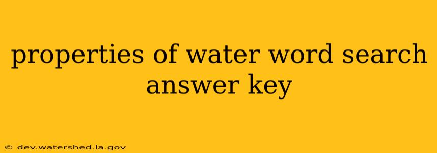 properties of water word search answer key