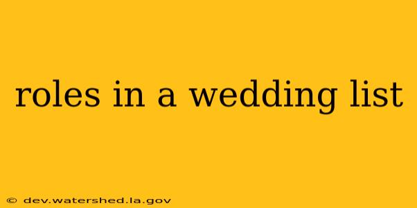 roles in a wedding list