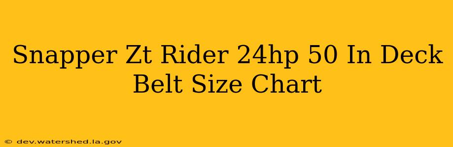 snapper zt rider 24hp 50 in deck belt size chart