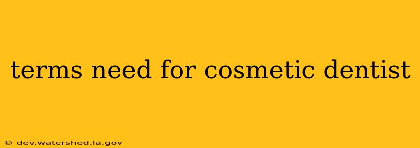 terms need for cosmetic dentist