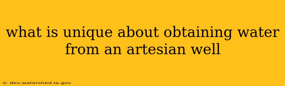 what is unique about obtaining water from an artesian well