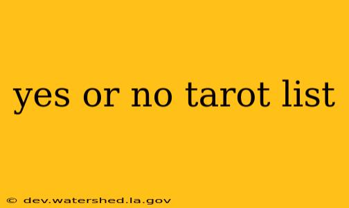 yes or no tarot list
